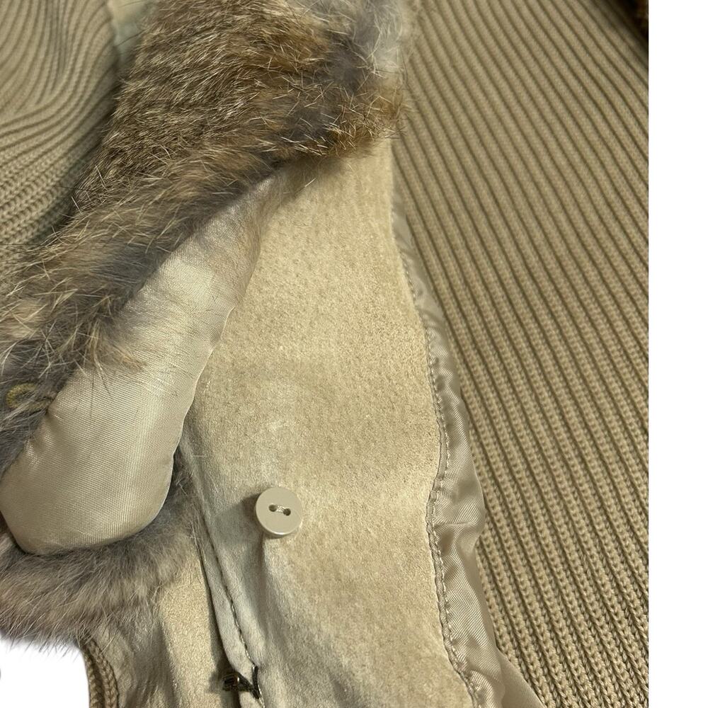 Peter Nygard Collection Petites Suede Jacket S Removable Fur Collar Knit Sleeves - Picture 7 of 16